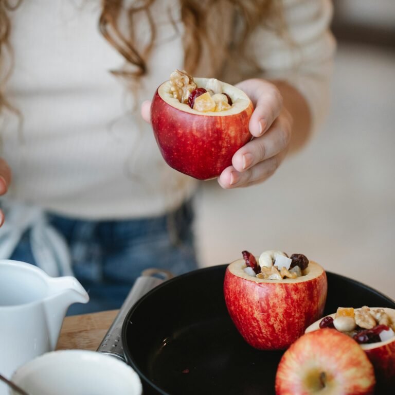 “Healthy snack with nuts and apple for weight loss and energy boost”