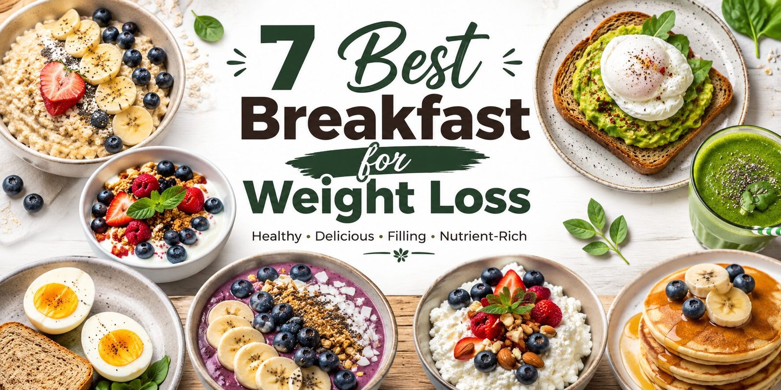 7 Best Breakfast for Weight Loss healthy breakfast ideas with avocado toast smoothie bowl and eggs