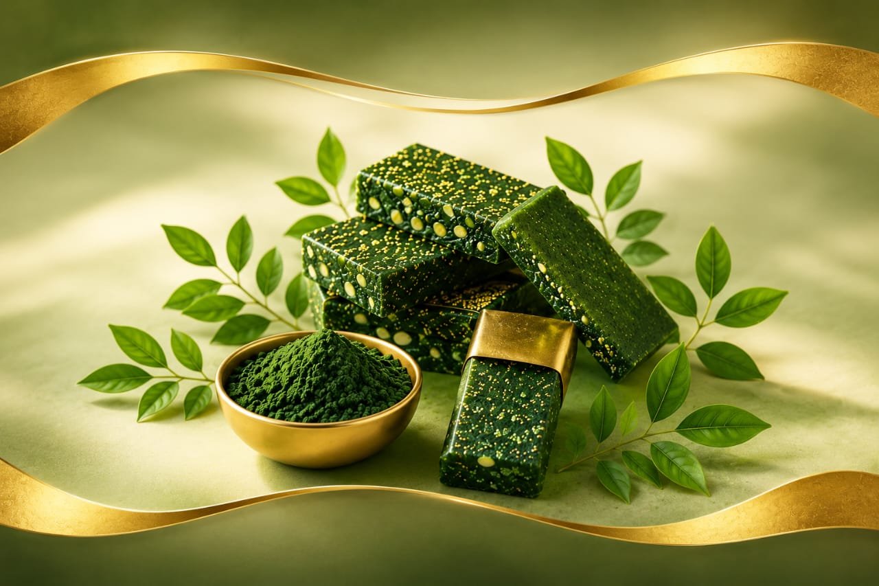Benefits of spirulina for skin weight loss and overall health featured image with spirulina powder and wellness bars