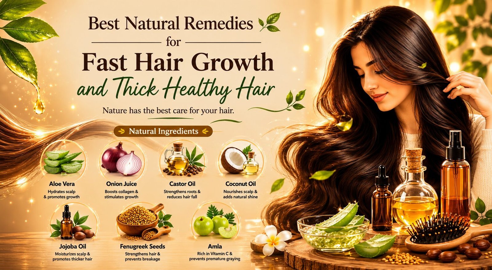 Best Natural Remedies for Fast Hair Growth using natural oils and healthy hair care tips