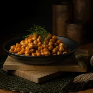 Roasted chickpeas served in a bowl as a healthy low calorie snack for weight loss and healthy eating