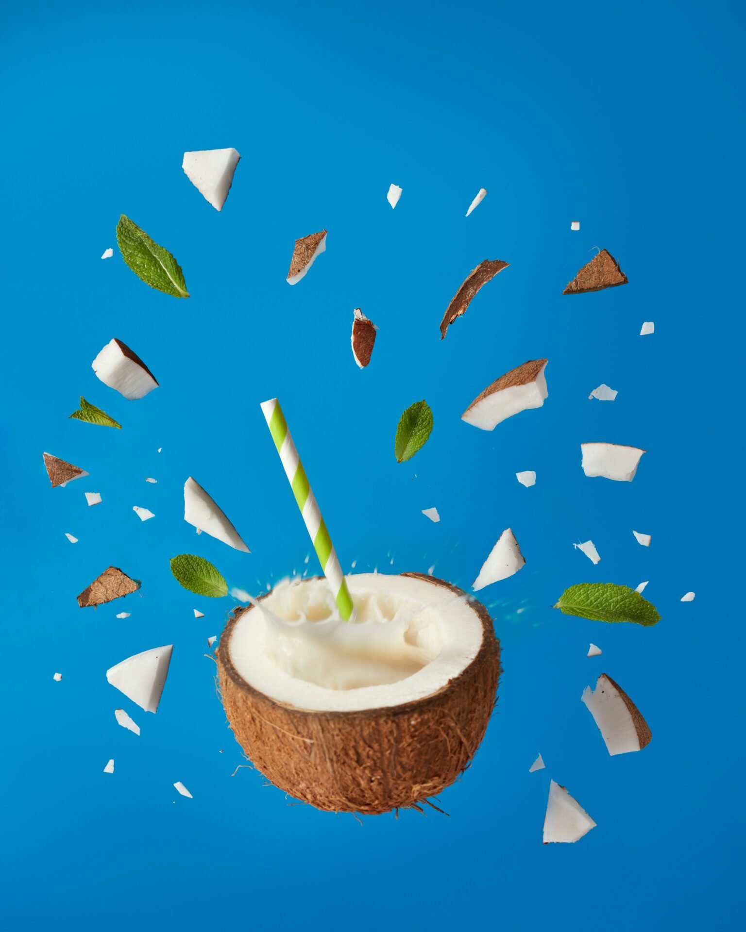 Fresh Coconut Water Refresher with lime and mint