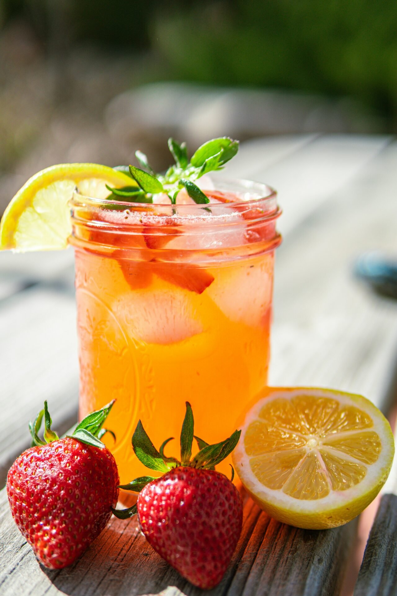 Homemade Strawberry Lemonade served over ice